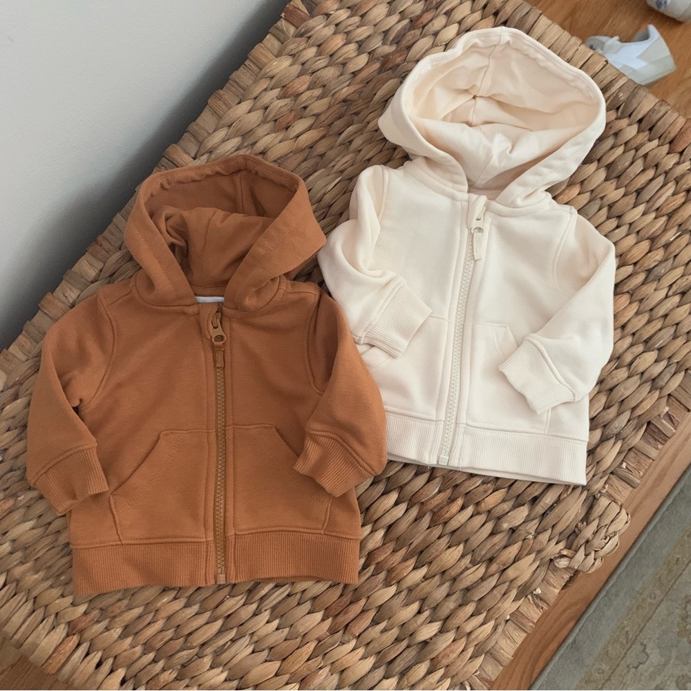 Amazon Essentials Unisex Baby French Terry Zip-Up Hoodie, 2-Pack